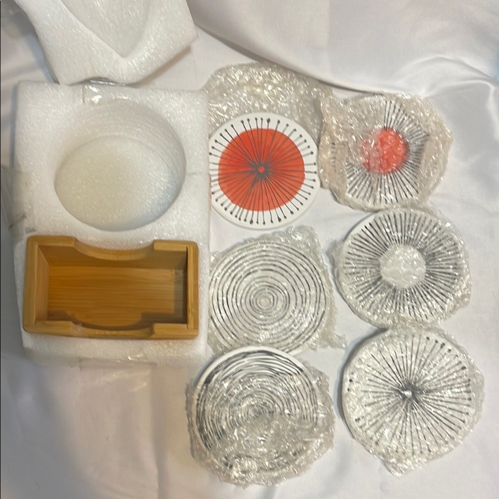 Glass Coaster Set with Holder